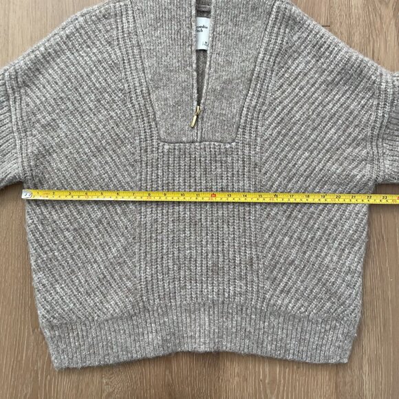 Abercrombie & Fitch Sweater Women Medium Quarter Half Zip Brown Tan Chunky Knit - Picture 9 of 13
